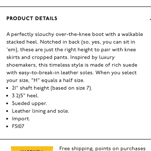 Madewell Jimi Over the Knee Boot Suede NEW size 7 - Picture 8 of 8